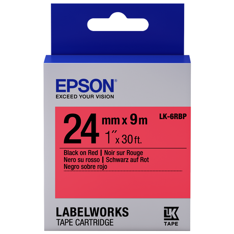 Epson LK-6RBP pasztel piros alapon fekete eredeti címkeszalag