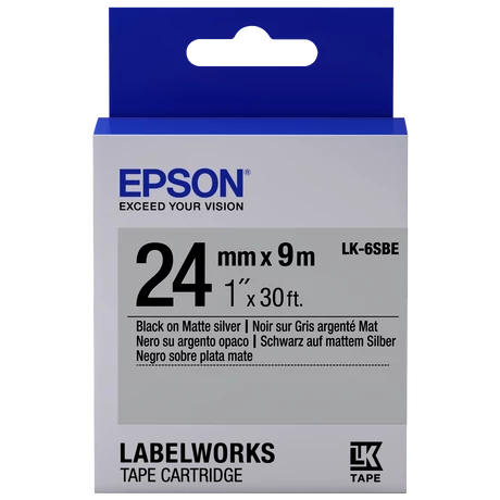 Epson LK-6SBE matt ezüst alapon fekete eredeti címkeszalag