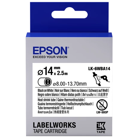 Epson LK-6WBA14 fehér alapon fekete eredeti hőálló címkeszalag