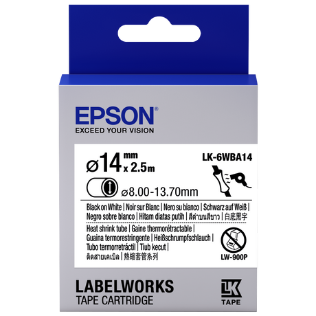 Epson LK-6WBA14 fehér alapon fekete eredeti hőálló címkeszalag