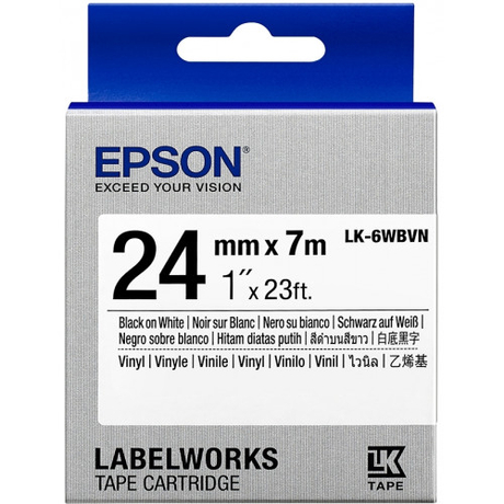 Epson LK-6WBVN fehér alapon fekete eredeti vinyl címkeszalag