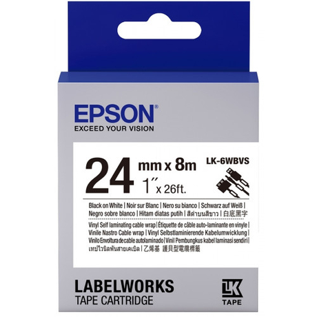 Epson LK-6WBVS fehér alapon fekete eredeti vinyl címkeszalag