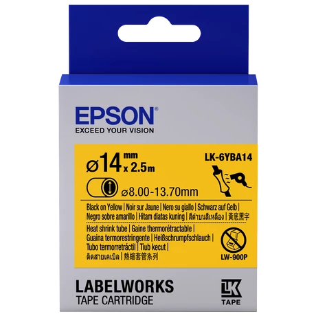 Epson LK-6YBA14 sárga alapon fekete eredeti címkeszalag