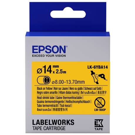 Epson LK-6YBA14 sárga alapon fekete eredeti címkeszalag
