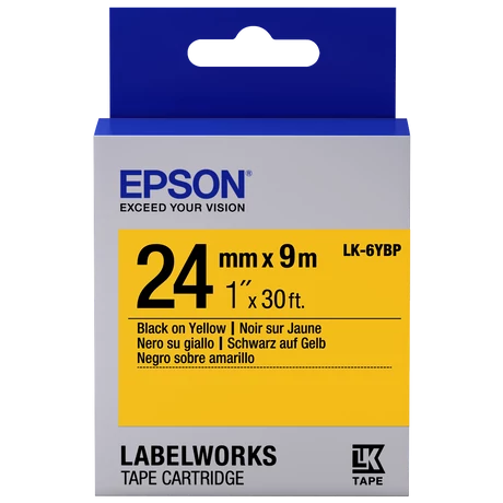 Epson LK-6YBP pasztel sárga alapon fekete eredeti címkeszalag