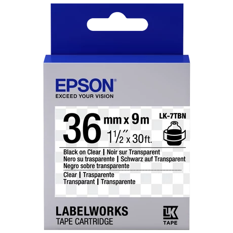 Epson LK-7TBN átlátszó alapon fekete eredeti címkeszalag