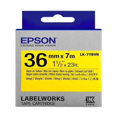 Epson LK-7YBVN sárga alapon fekete eredeti vinyl címkeszalag