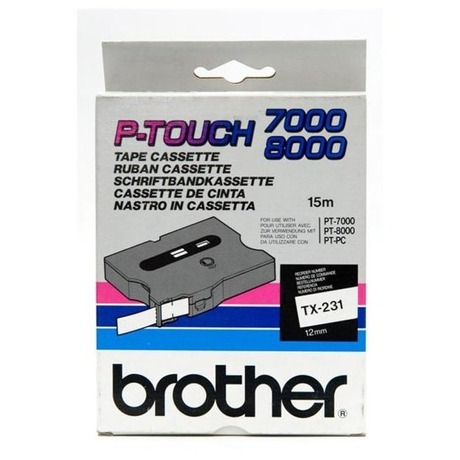 Brother TX-231 fehér alapon fekete eredeti feliratozó szalag