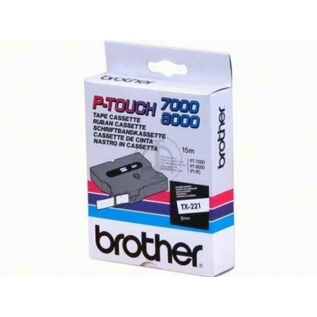 Brother TX-221 fehér alapon fekete eredeti feliratozó szalag