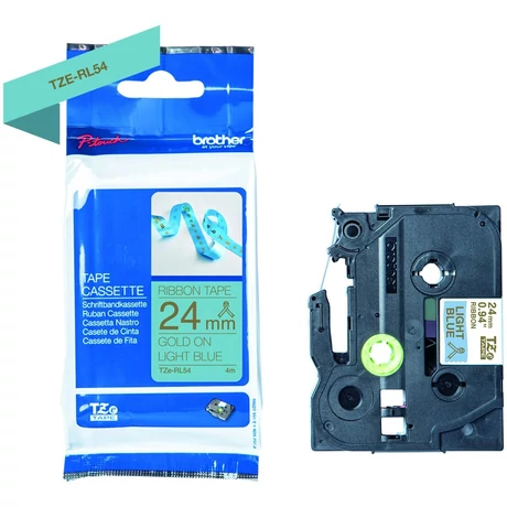 Brother TZE-RL54 világoskék alapon arany eredeti feliratozó szalag (24mm x 4m)