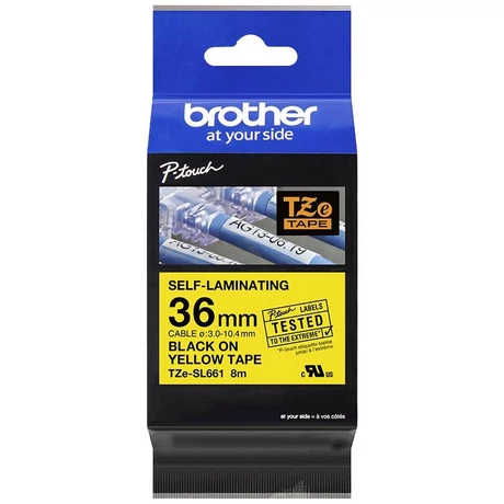 Brother TZE-SL661 sárga alaon fekete eredeti feliratozó szalag