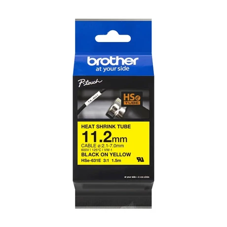 Brother HSE-631E sárga alapon fekete eredeti feliratozó szalag