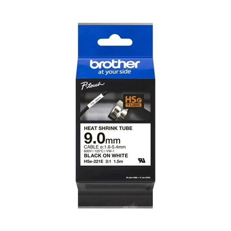 Brother HSE-221E fehér alapon fekete eredeti feliratozó szalag