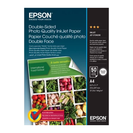 Epson S400059 kétoldalas eredeti fotópapír (A4, 50 lap, 120g)