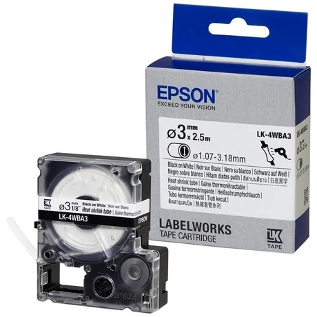 Epson LK-4WBA3 fehér alapon fekete eredeti feliratozható zsugorhüvely